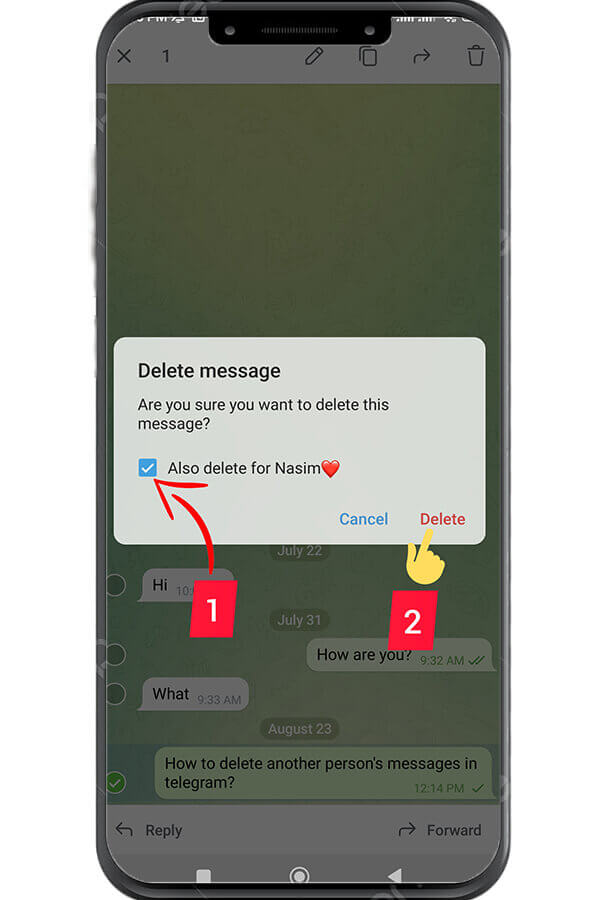 delete messages in Telegram chats 