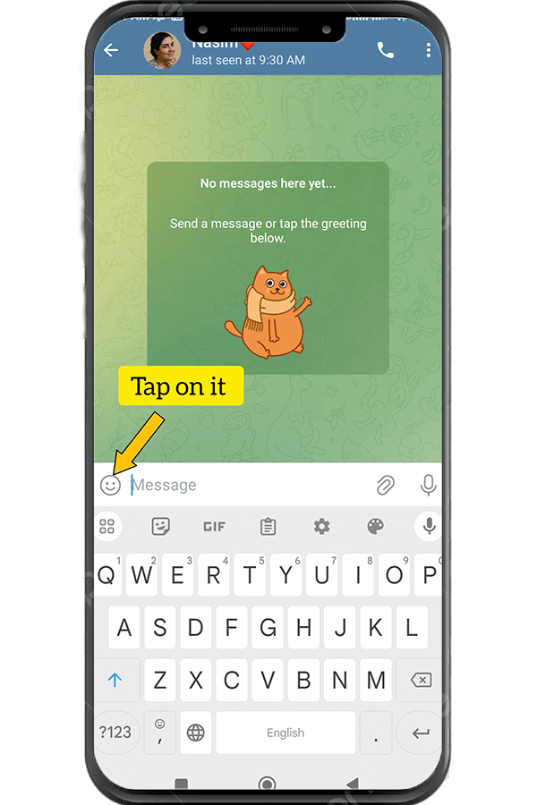 Tap the chat input field to bring up the keyboard.